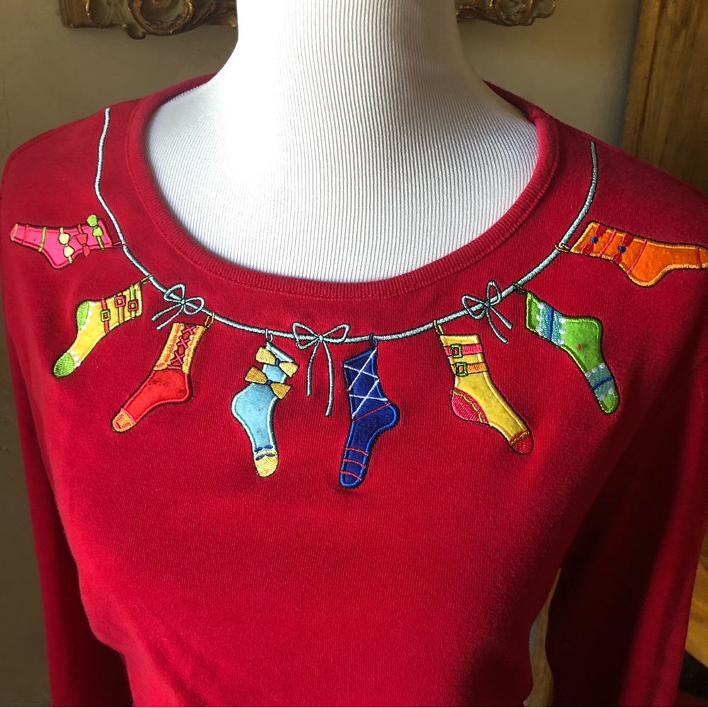 Red Long Sleeve Holiday Tee - Picture 2 of 8